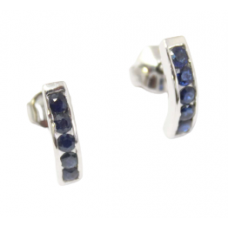 Earrings Silver 925 Sterling Women Natural Blue Sapphire Gem Stone Handmade C791